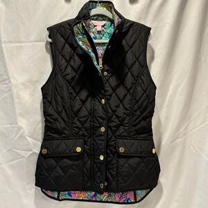 Lilly Pulitzer Black Getaway Vest with Gold Accents